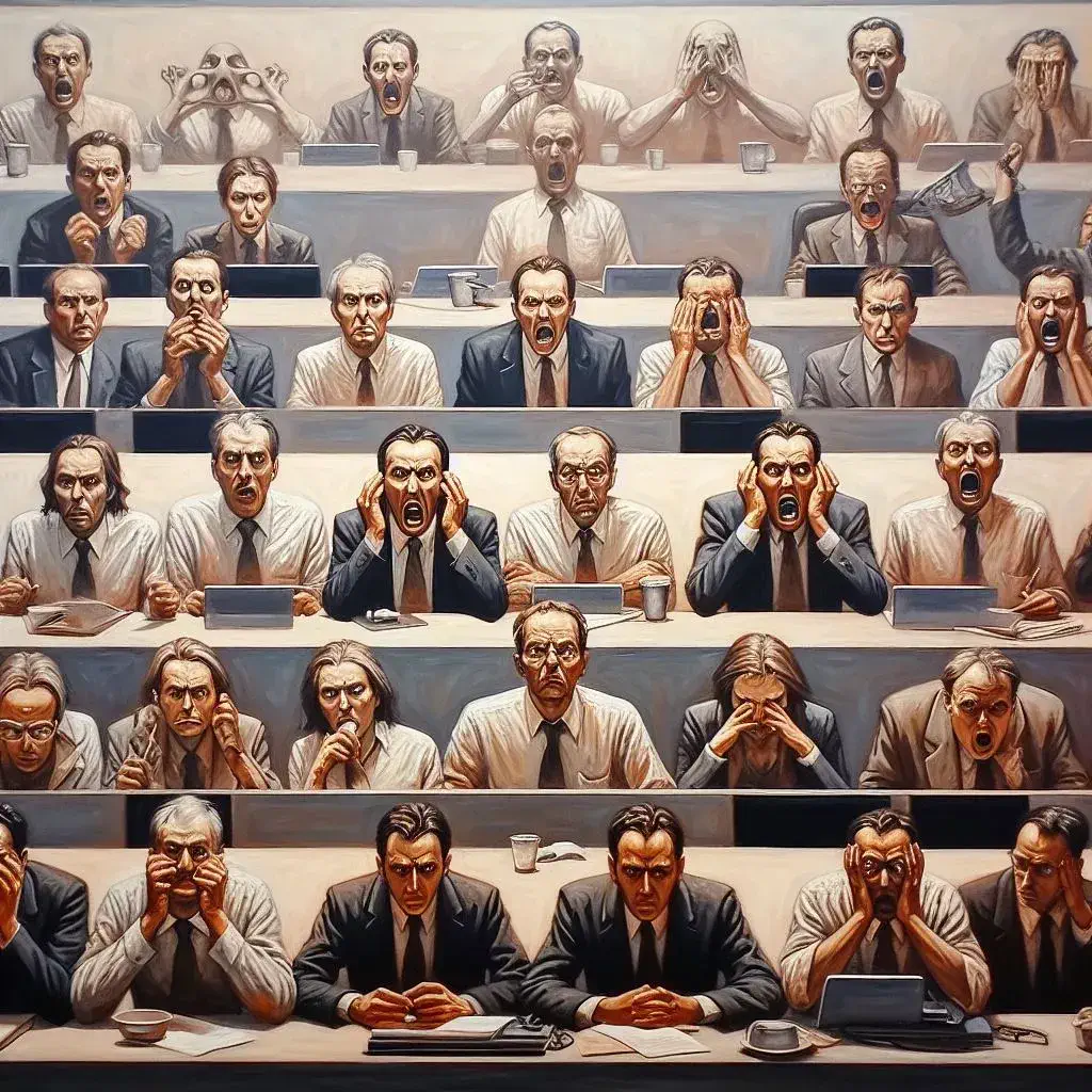 Fear and Silence in Quid Pro Quo Harassment - A Painting Illustrating Workplace Fear