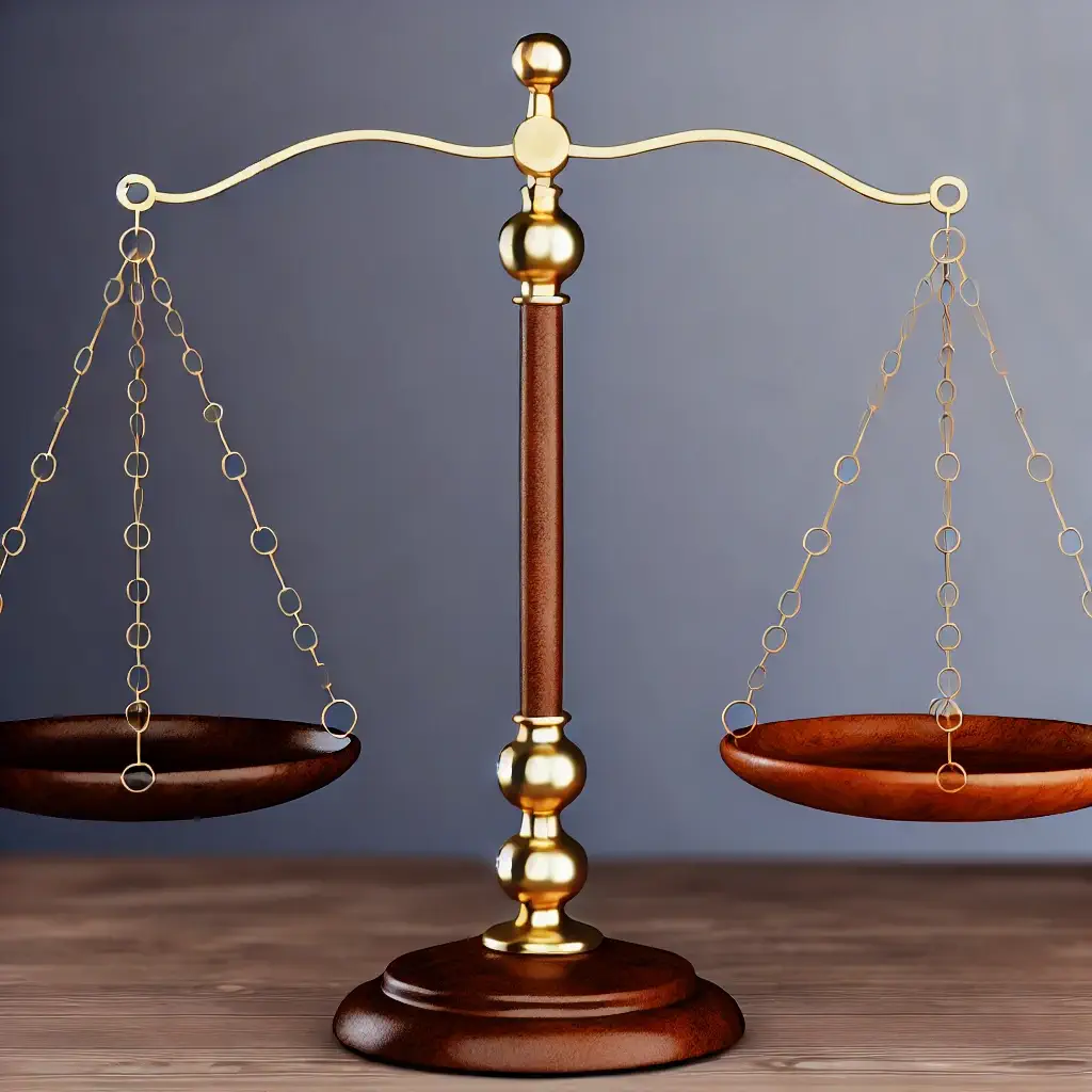 A scale with balanced weights on both sides, symbolizing fairness and justice