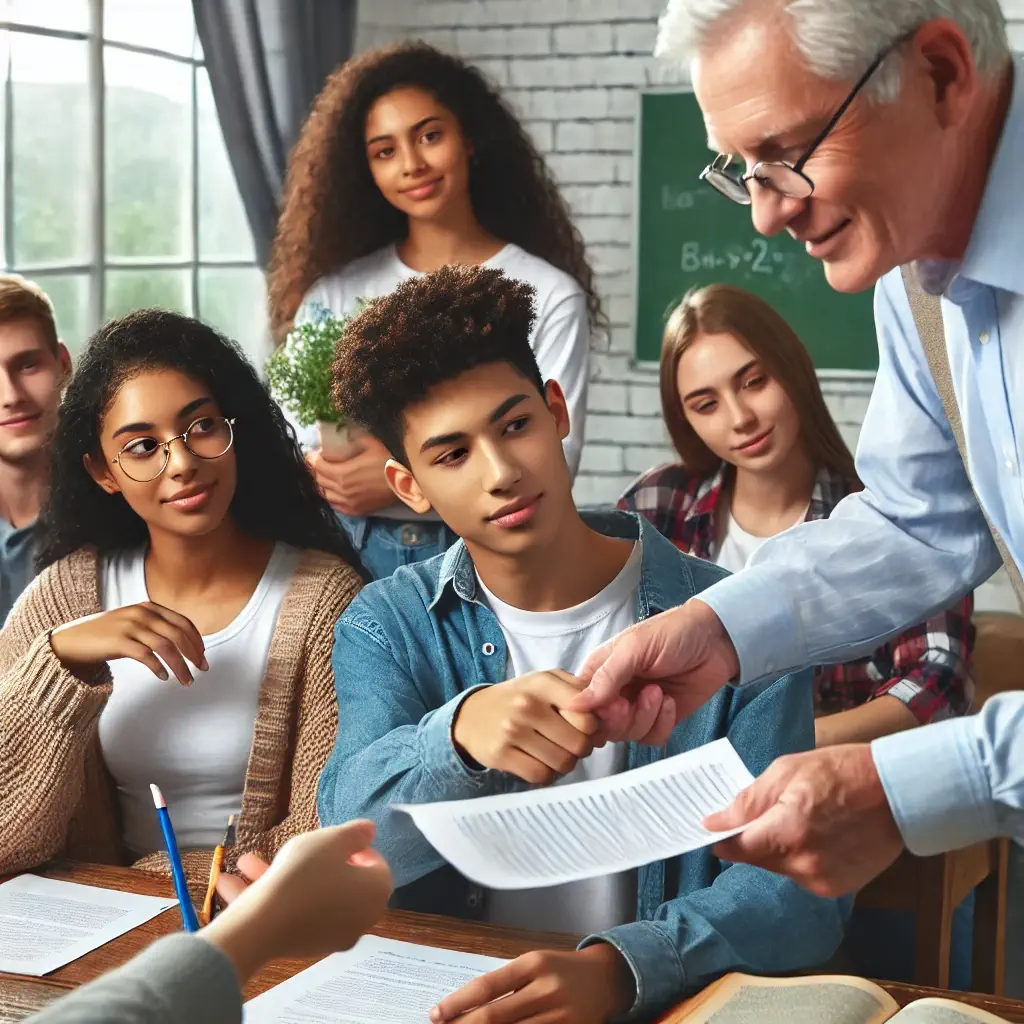 A group of diverse high school students in a classroom