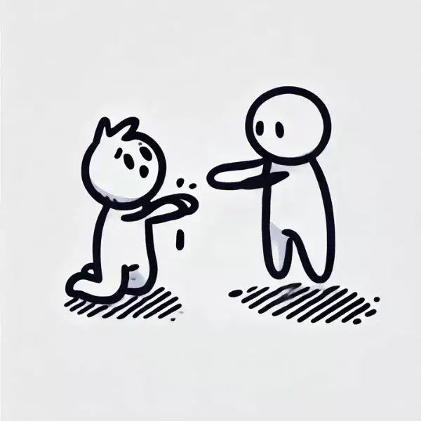 A person asking another person for something, representing a solicitation where one person is requesting a donation or favor