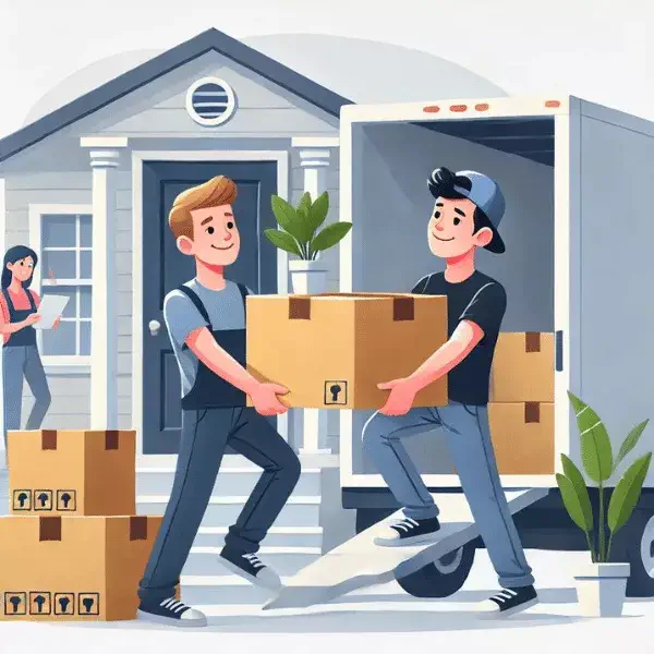 An image of friends helping each other move house, symbolizing personal quid pro quo.